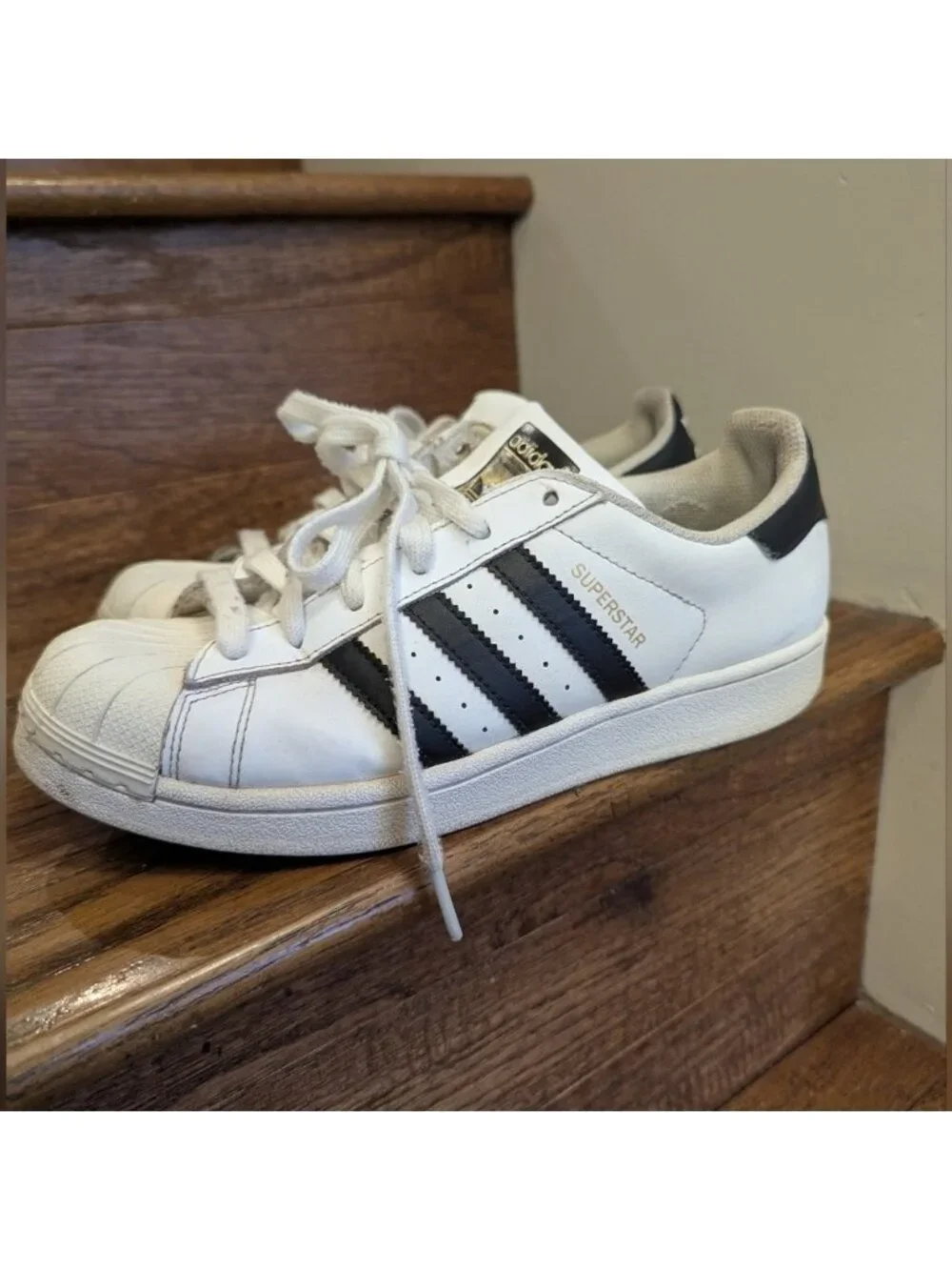 Adidas Superstar Shoes - White and Black Leather Unisex M6/W7